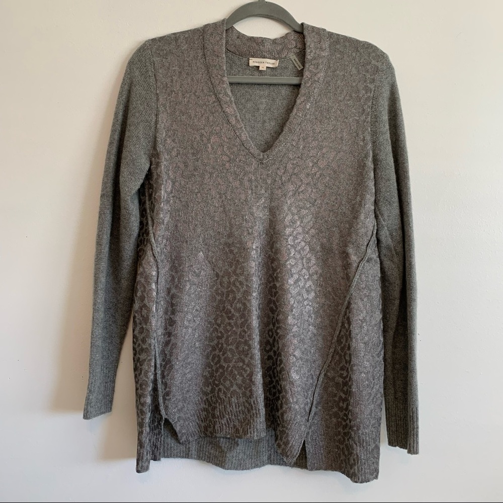 Rebecca Taylor Leopard Sweater Animal print gray size medium